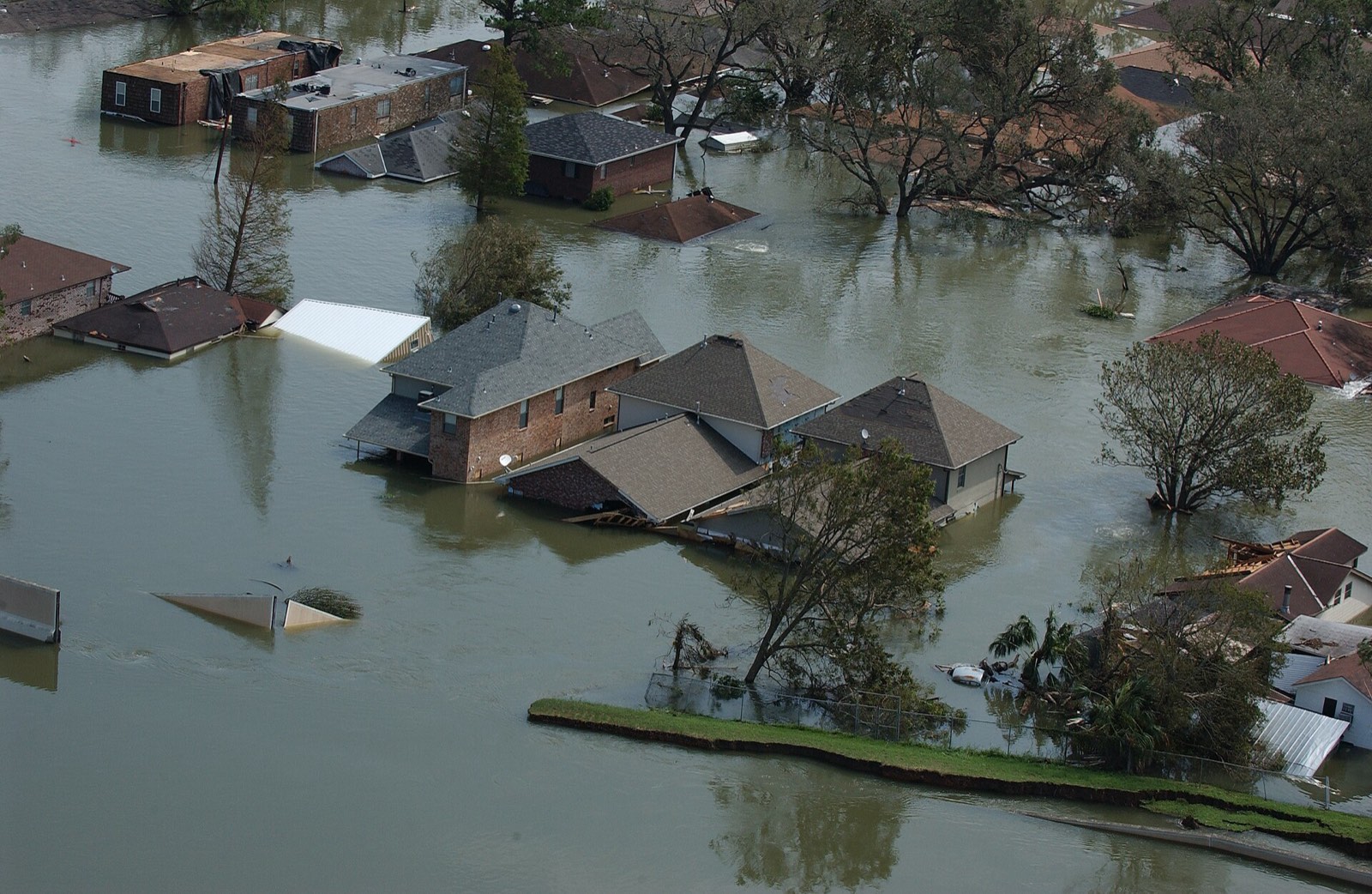 Homes submerged by floodwater